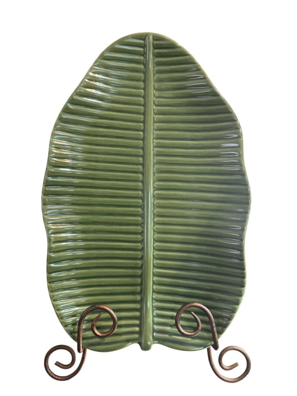 Home Accents Embossed Stoneware Banana Leaf Serving Platter